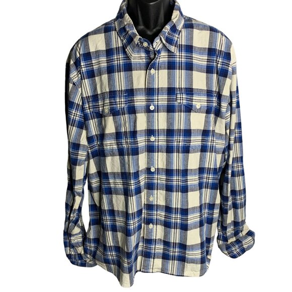 Wrangler Button Up Long Sleeve Shirt 3XL Blue Plaid Flex for Comfort Pockets - Picture 1 of 6